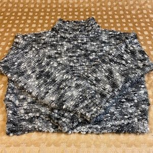 Hollister Cropped Chunky Knot Charcoal, Black & Silver Turtleneck Sweater, M!